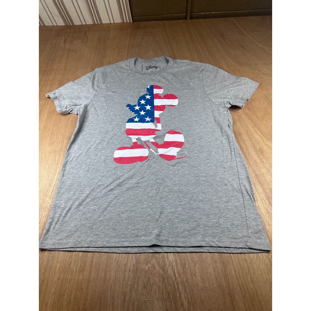 Disney Mickey Mouse USA Flag Graphic T-Shirt Gray Men’s 2XL Patriotic